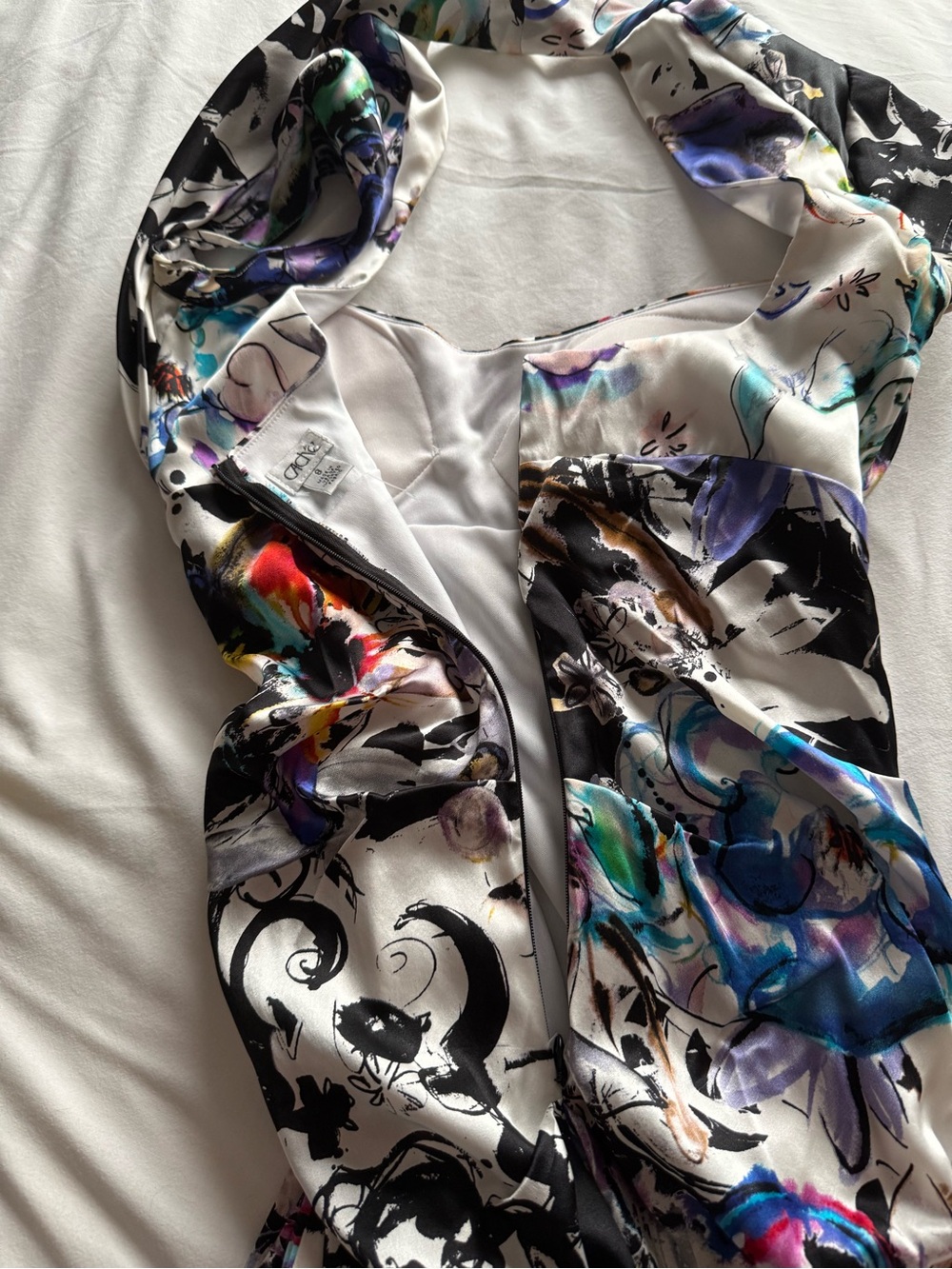 Cache Silk Floral Sheath Dress Size 8 Bodycon Cocktail Party Made in USA - Picture 10 of 10